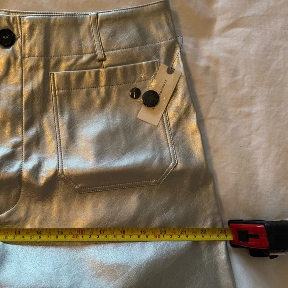 NWT Maeve by Anthropologie Colette Silver Cropped Wide-Leg Metallic Pants - Picture 12 of 13